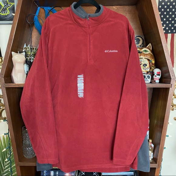 SOLD Columbia Men’s Red and Gray Quarter Zip Pullover size xxL - Picture 2 of 5